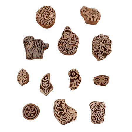 Set of 12 Piece New Mix Wooden Printing Blocks